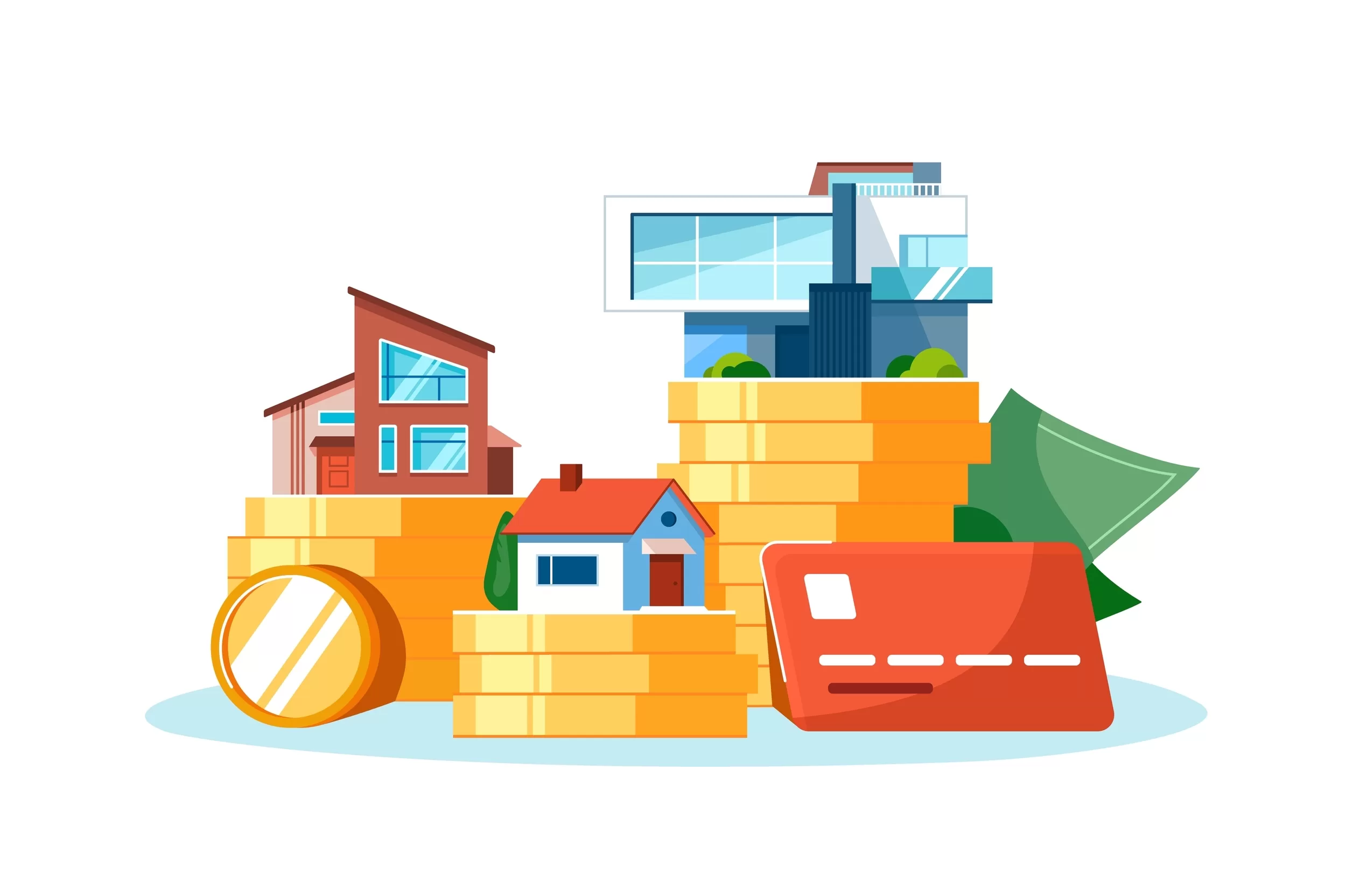 Elite,Real,Estate,Houses,With,Different,Cost,Vector,Illustration.,New