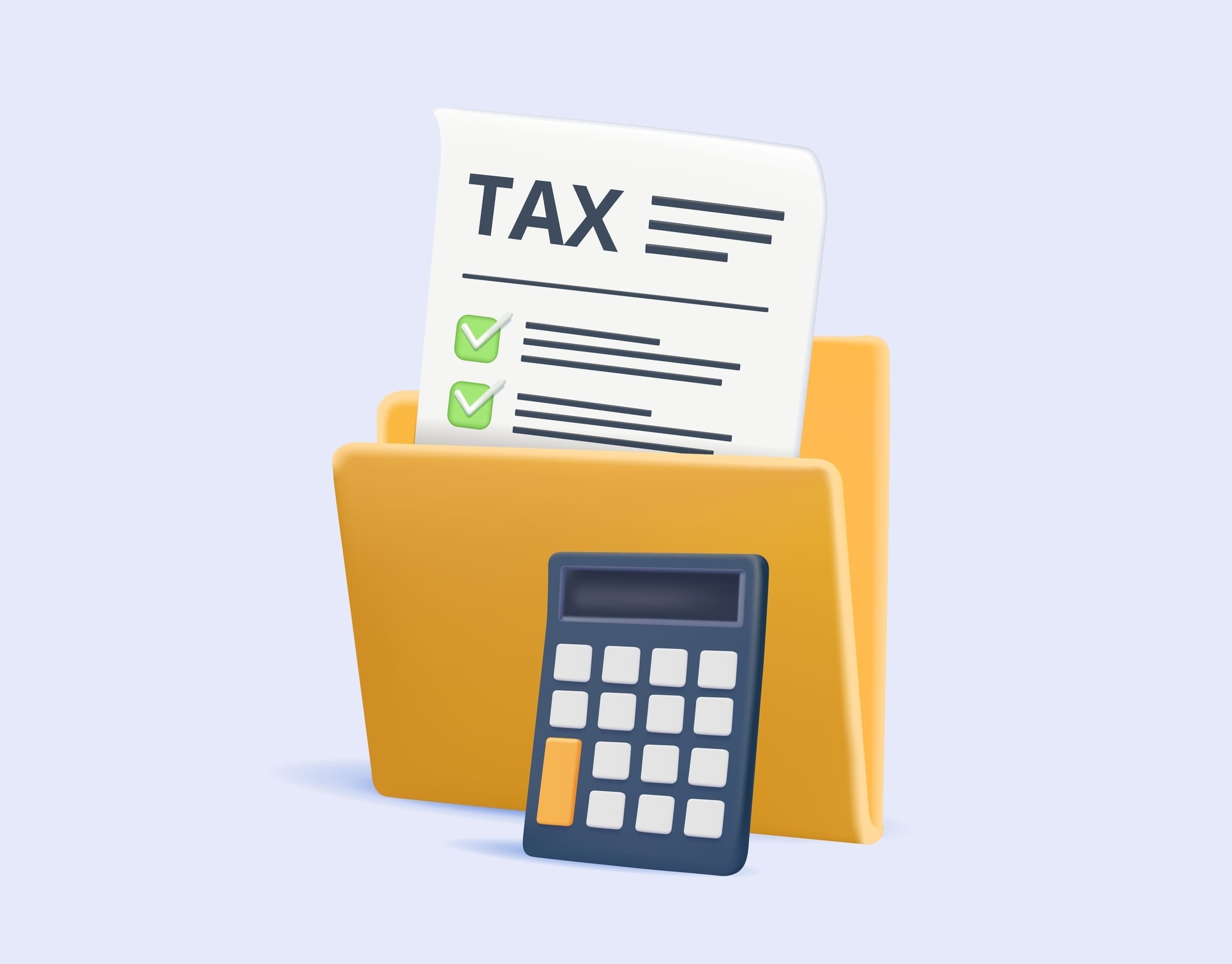 3d,Tax,Paying,Icon,With,Folder,And,Calculator,3d,Vector