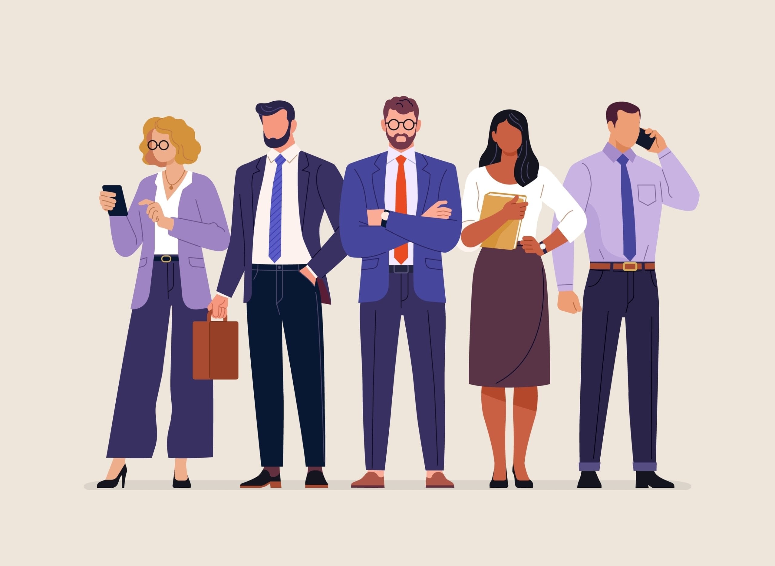 Business,Team.,Vector,Illustration,In,Simple,Flat,Style,Of,Diverse